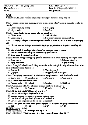 Đề kiểm tra lại học kỳ 1 môn Công nghệ 11 - Trường THPT Trần Quang Diệu